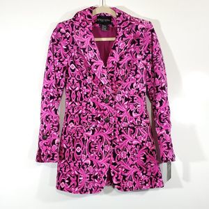 ETCETERA Floral Velvet Jacket Two Button Closure